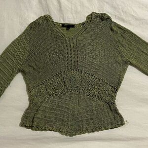 Vintage Olive Green Women's BCBGMAXAZRIA floral sweater